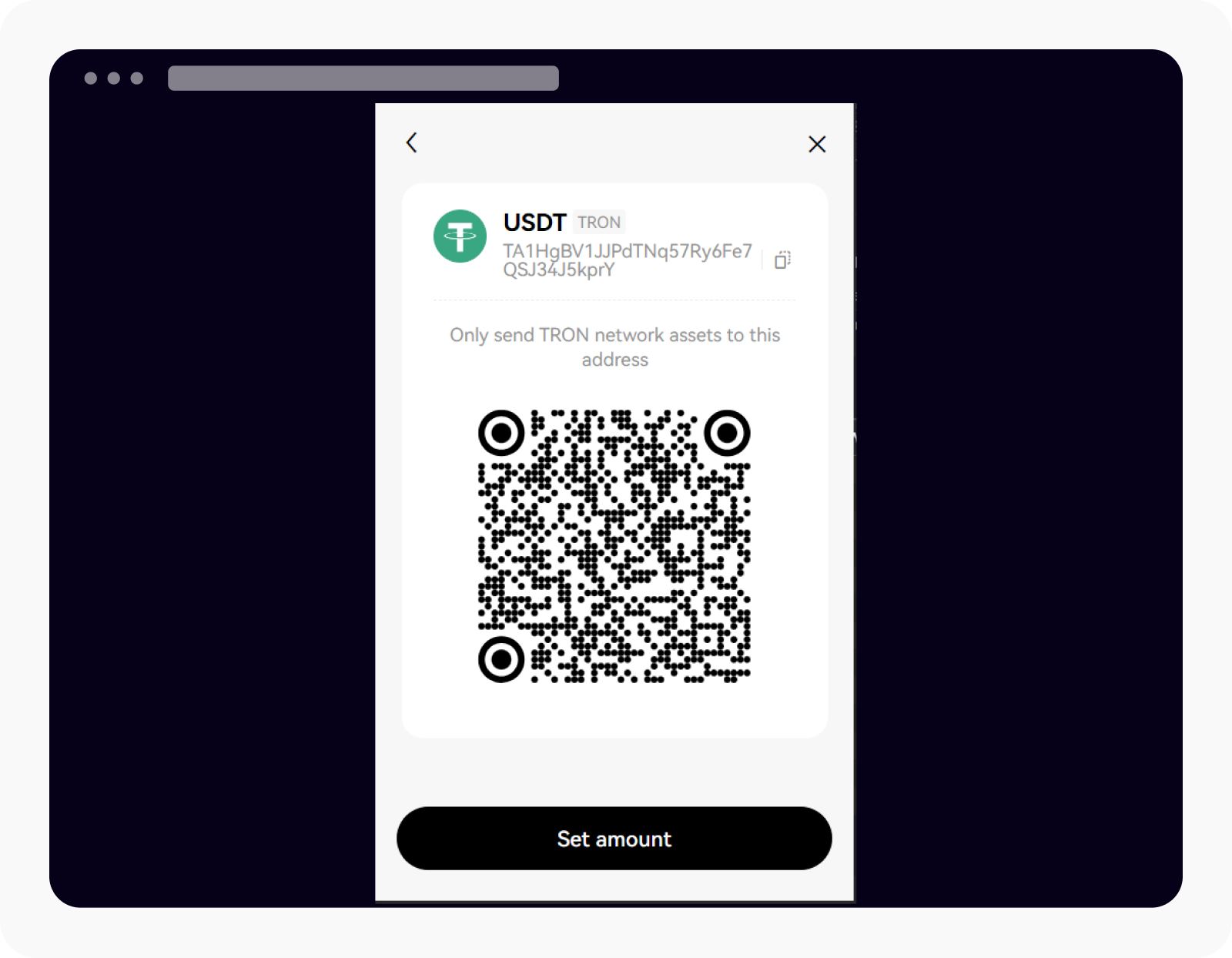 Wallet extension Receive QR code