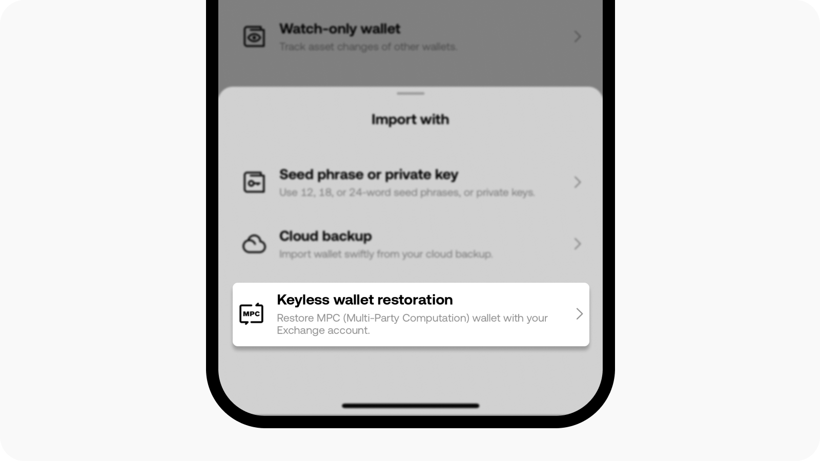 Import keyless wallet on OKX app