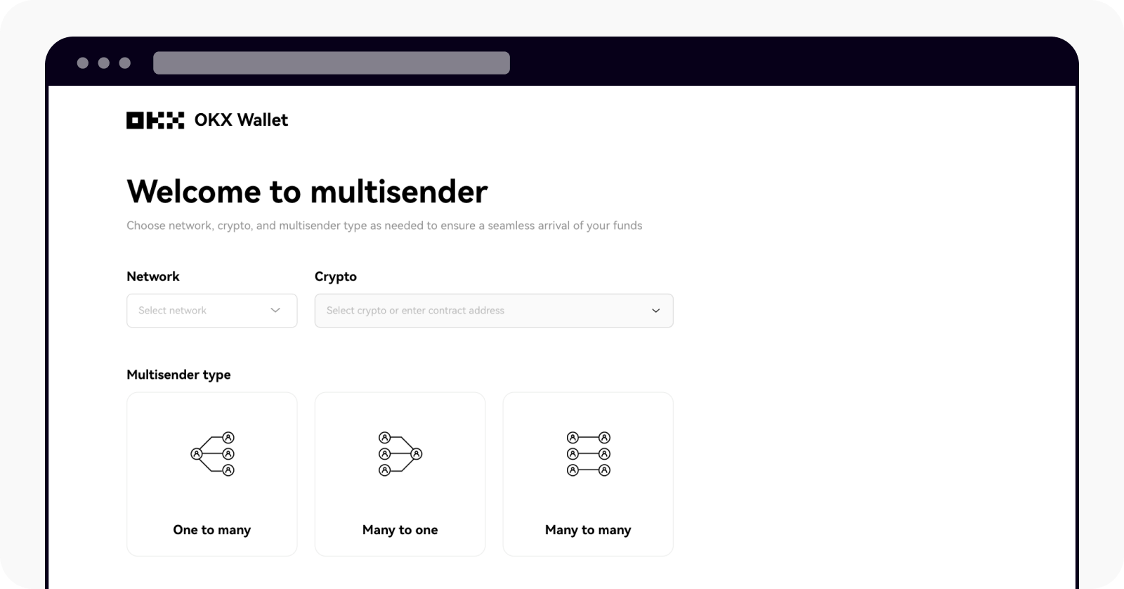 Insert the multisender details on OKX wallet web