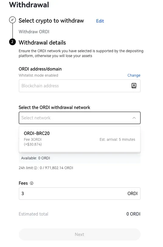 BRC-20 withdrawals - step 3