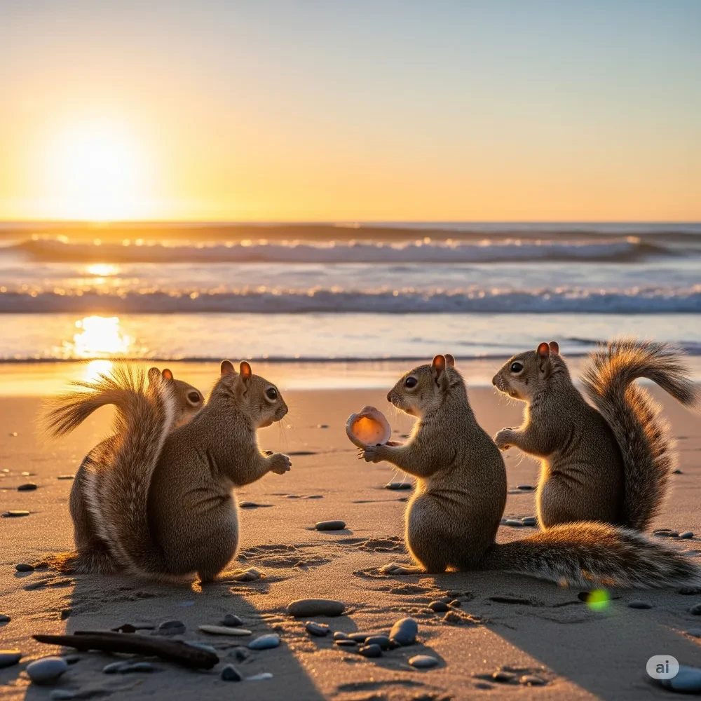 squirrels on the beach