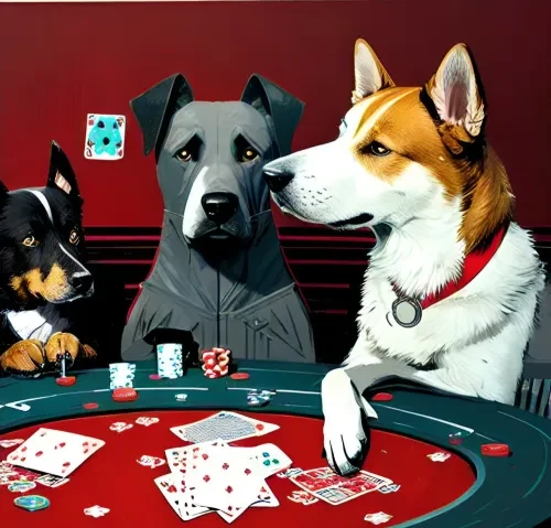 dogs playing poker