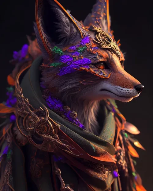Purple Kitsune Fox