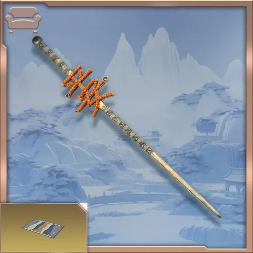 Silver-gilded and coral-bead-embedded "Ping'an" ear-picking hairpin