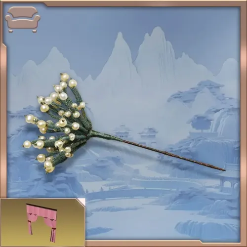 Rice-grain-sized pearl and sandalwood flower hairpin