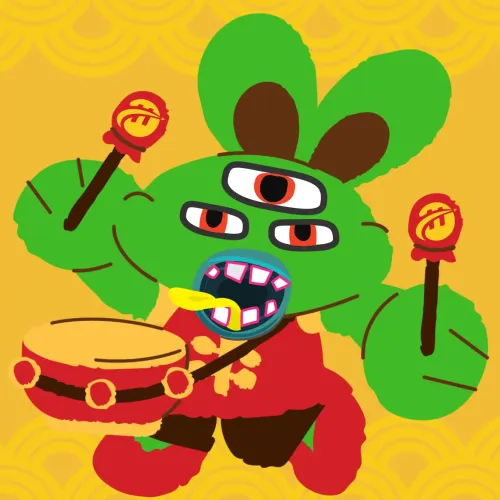 Chatti - CNY - Bunny plays drum