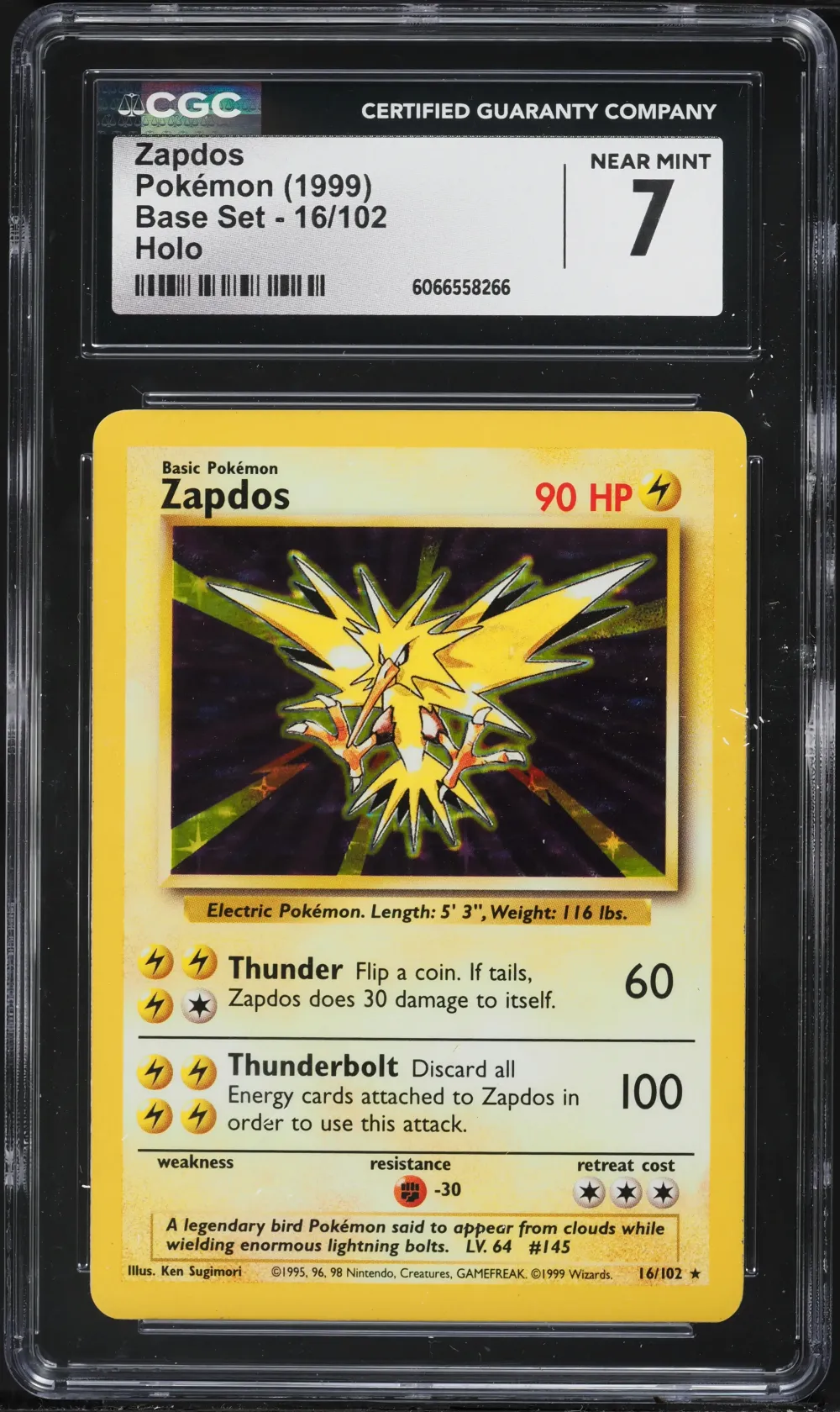 1999 #16 Zapdos-Holo CGC 7 Game 