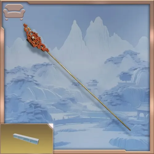 Coral, rice-grain-sized pearl and "囍" character embellished gilded needle hairpin
