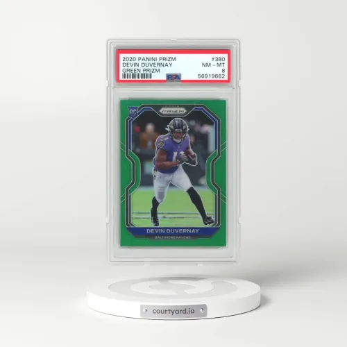 2020 Panini Prizm #380 Devin Duvernay - Green Prizm (PSA 8 NM-MT)