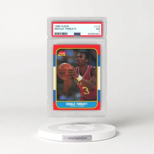 1986 Fleer #112 Sedale Threatt (PSA 7 NM)
