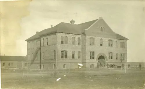 Boys Congregate in Front of Their Dorm, Rosebud Sioux #398