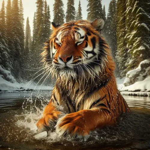 Tiger in ice water #6