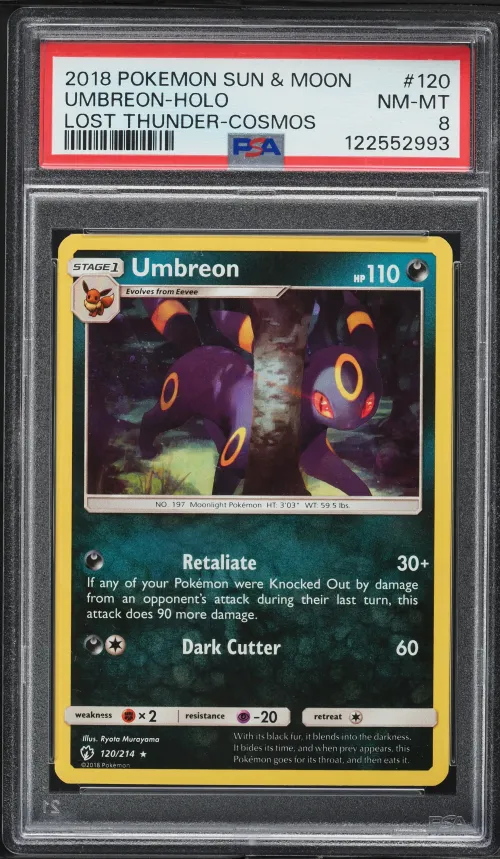 2018 #120 Umbreon-Holo PSA 8 Sun