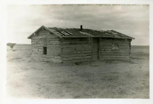 Before Reconstruction of Addie Hollow Horn Bear's House, Rosebud Sioux #389
