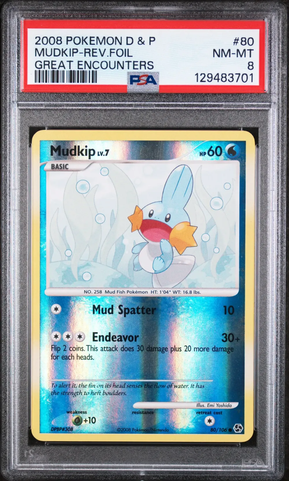 2008 #80 Mudkip-Reverse Foil PSA