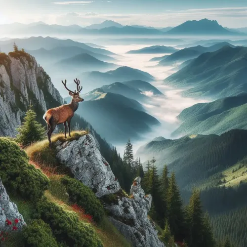 Deer on top of green mountain #11