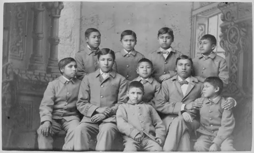 Group of Omaa boys in cadet uniforms, Carlisle Indian School, Pennsylvania #101