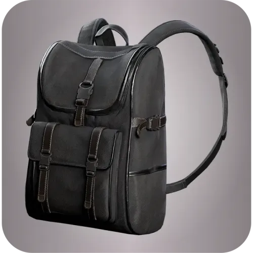Black leather backpack #21945