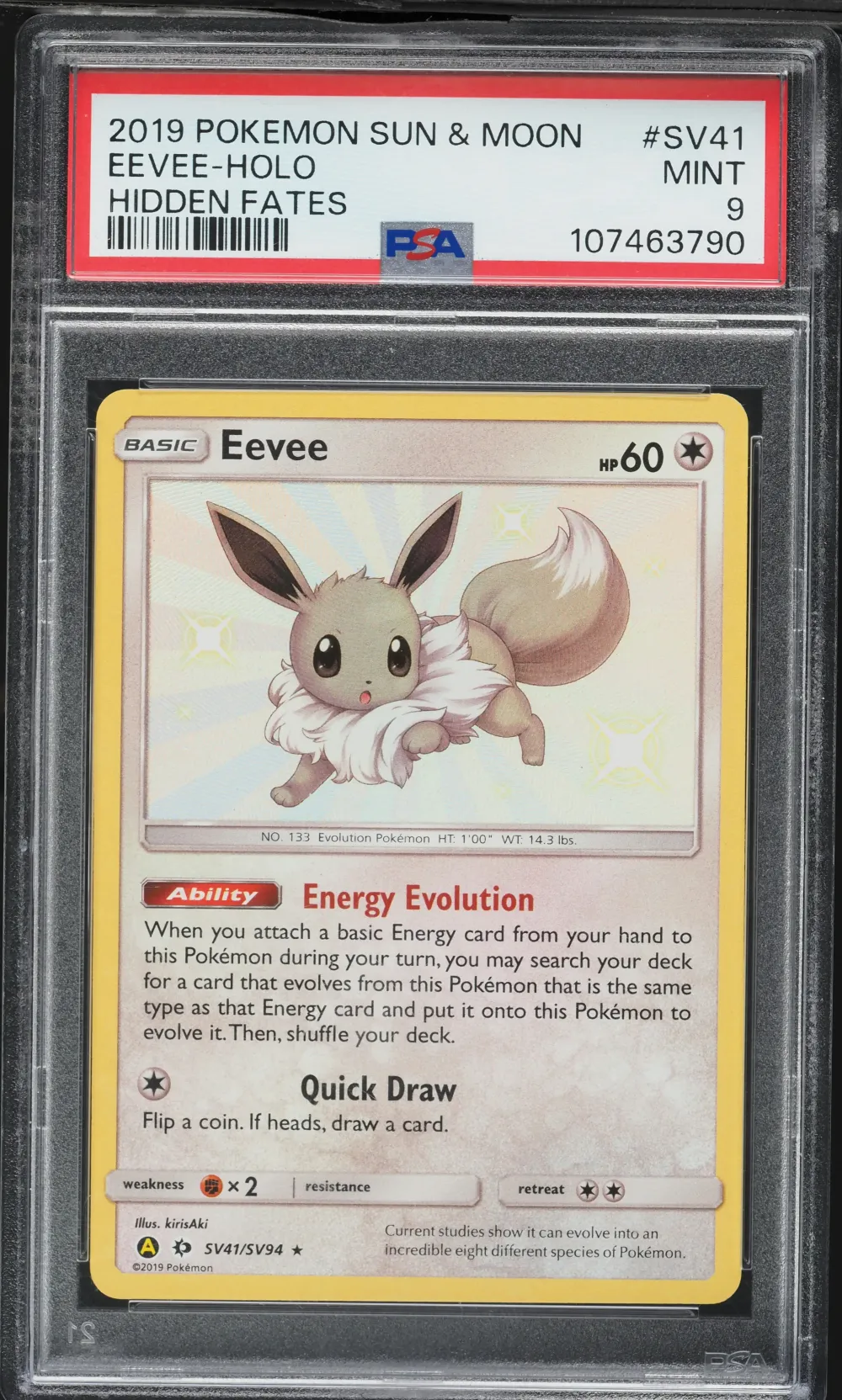 2019 #SV41 Eevee-Holo PSA 9 Sun 