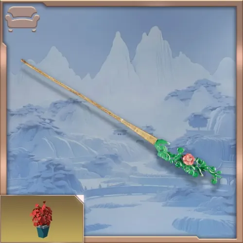 Silver-gilded and jade-embedded flower pattern hairpin