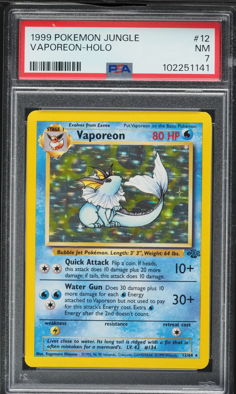 1999 #12 Vaporeon-Holo PSA 7 Jun