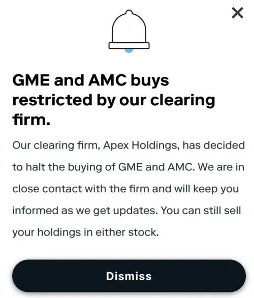 GME and AMC restricted from buying NFT #391783