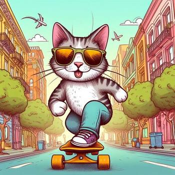 CAT•ON•A•SKATEBOARD