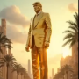 Jeton Gold Trump Statue in Gaza